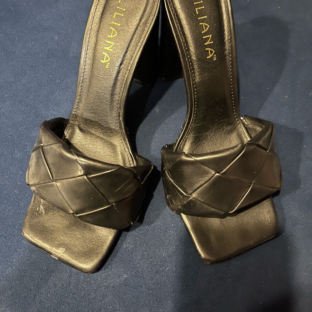 Liliana Black Woven Heels